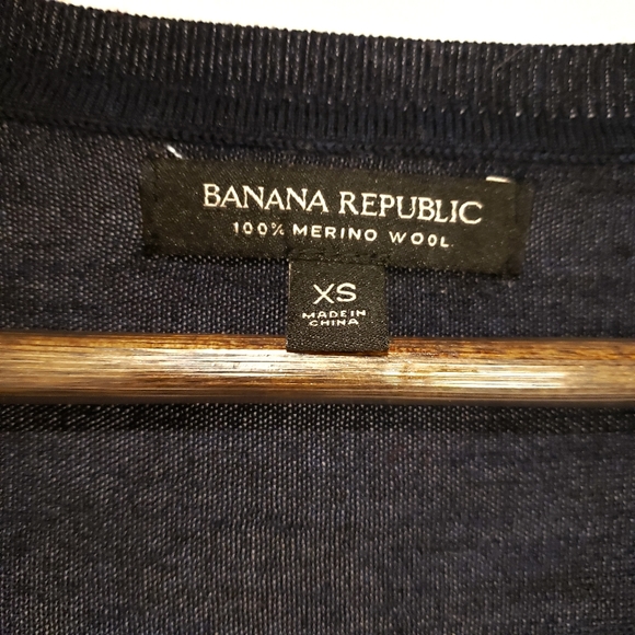 Banana Republic Navy Blue Merino Wool Vneck Sweaters - Picture 3 of 4